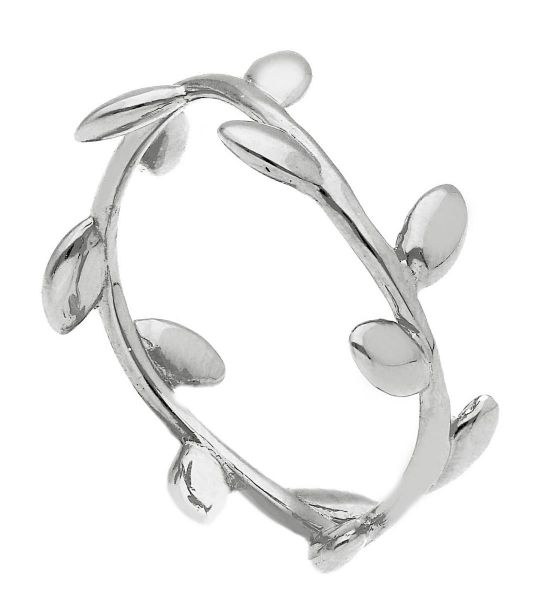 Picture of Solid 18k white gold Branch narrow band Ring