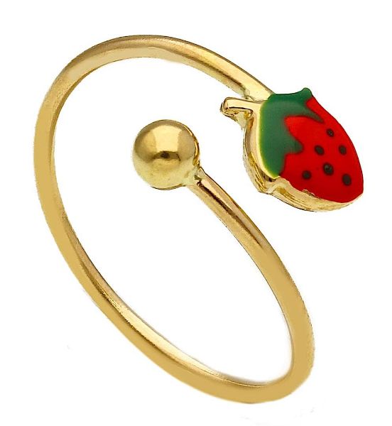 Immagine di Anello baby Fragolina oro giallo 18k e smalto