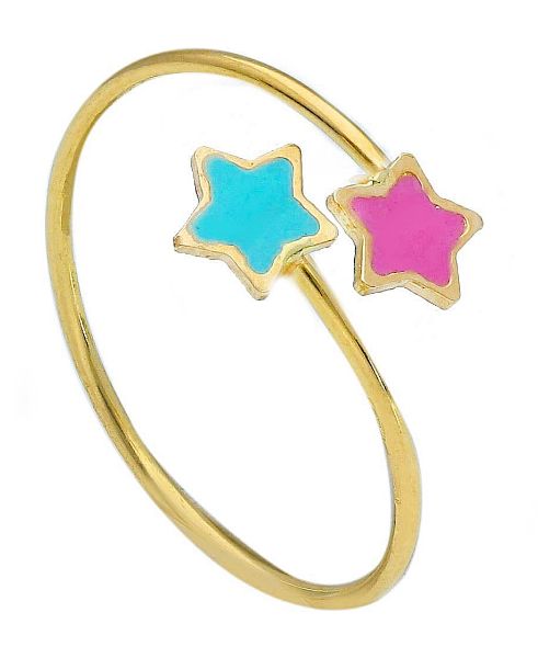 Immagine di Anello baby Stelline oro giallo 18k e smalto