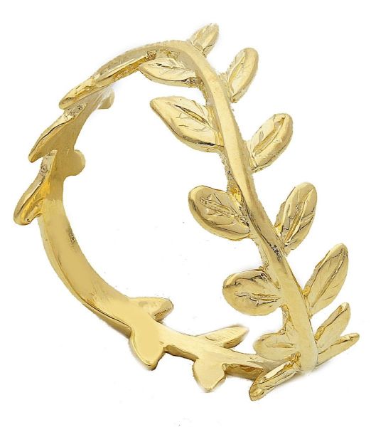 Imagen de Anillo Corona de laurel ondulada oro amarillo macizo 18k