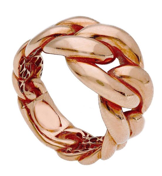 Picture of 18k rose gold Groumette link Ring | Made in Italy