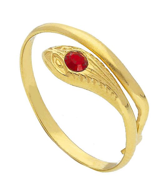Picture of 18k yellow gold and red chrystal Snake Ring