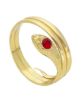 Picture of 18k yellow gold and red chrystal Snake Ring