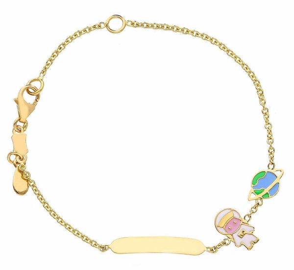 Picture of Enamel Astronaut Bracelet | 18k gold | Custom Tag | 12+2 cm