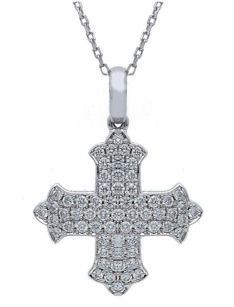 Picture of Pave diamond Celtic Cross Pendant | 18k white gold