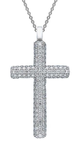 Imagen de Cruz grande de pavè de brillantes oro blanco 18k