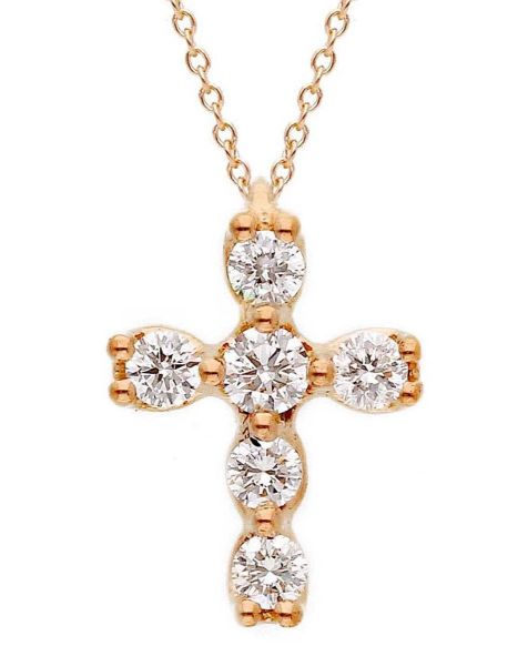 Immagine di Collana Croce di brillanti oro rosa 18k | 42 cm