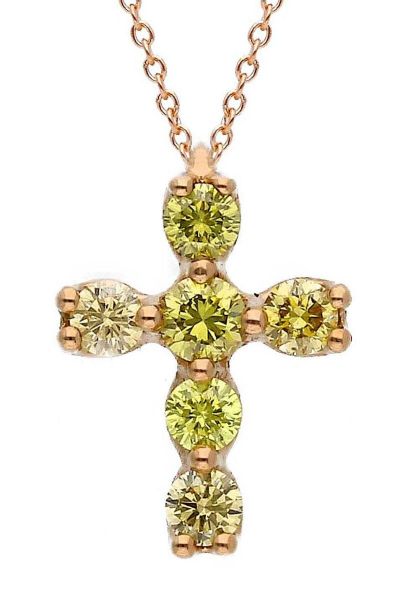Immagine di Collana Croce di brillanti oro rosa 18k | 42 cm