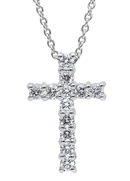 Imagen de Collar de oro blanco 18k con Cruz de brillantes | 42 cm