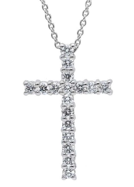 Immagine di Collana Croce di brillanti oro bianco 18k | 42 cm