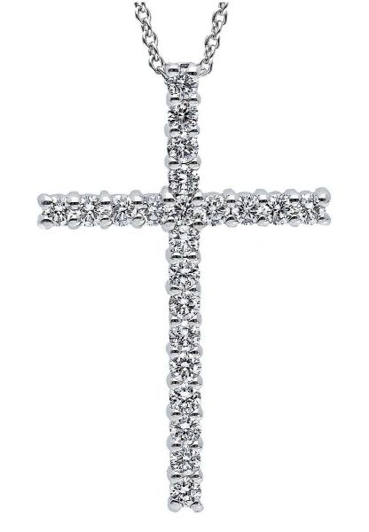 Imagen de Collar de oro blanco 18k con Cruz de brillantes | 42 cm