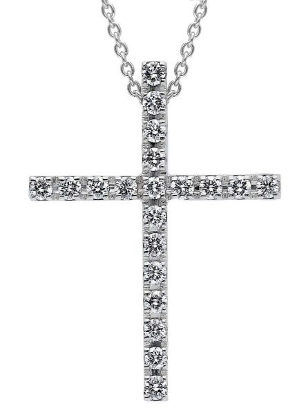 Imagen de Collar de oro blanco 18k con Cruz de brillantes | 42 cm