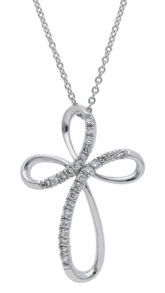 Imagen de Collar de oro blanco 18k con Cruz de brillantes | 42 cm
