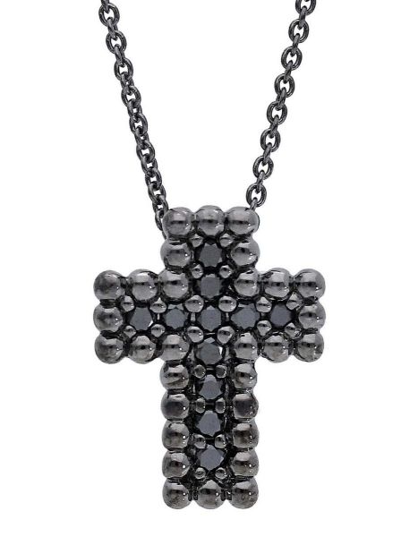 Imagen de Collar Cruz de diamantes black oro bruñido 18k | 42 cm