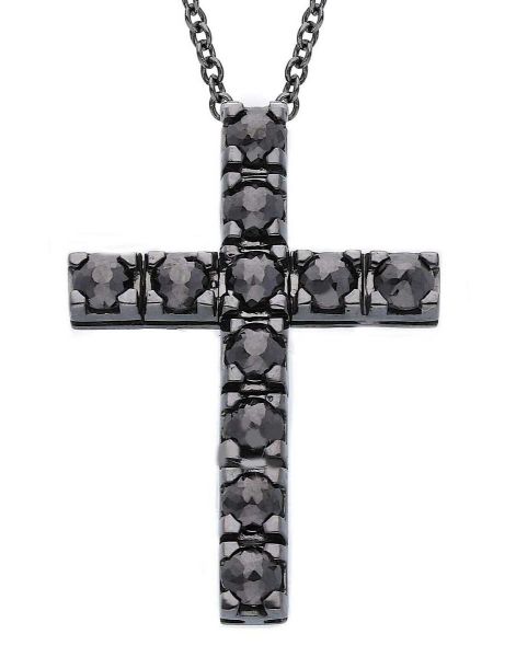 Immagine di Collana Croce di diamanti black oro brunito 18k | 42+3 cm