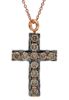 Immagine di Collana Croce di diamanti brown oro bicolor 18k | 42 cm