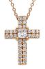 Immagine di Collana Croce di diamanti e brillanti oro rosa 18k | 42 cm