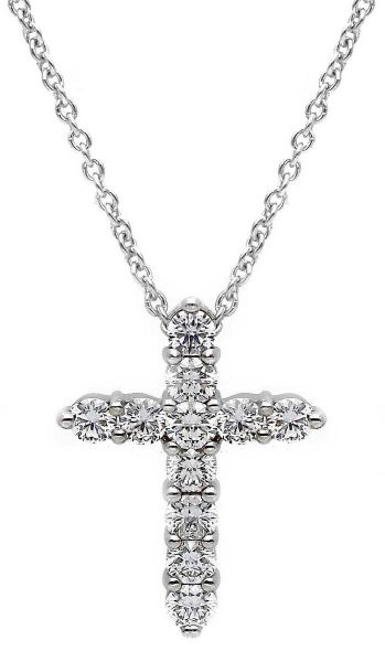 Immagine di Collana Croce di diamanti oro bianco 18k | 42 cm