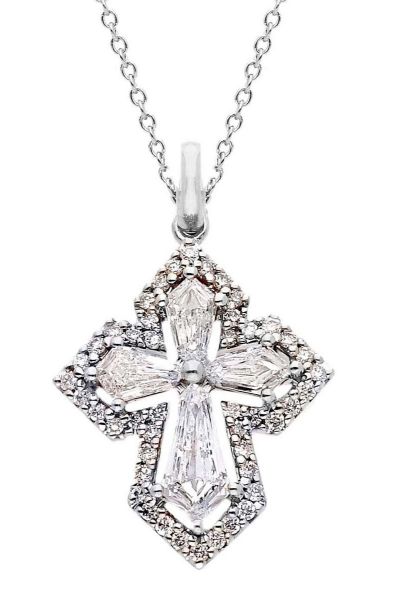 Imagen de Collar Cruz de diamantes oro blanco 18k | 42 cm