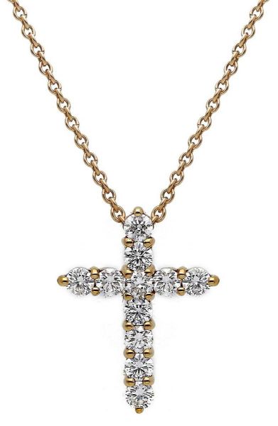 Imagen de Collar Cruz de diamantes oro rosa 18k | 42 cm