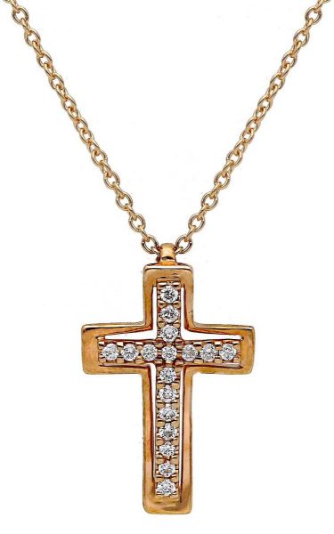 Imagen de Collar Cruz de diamantes oro rosa 18k | 42 cm