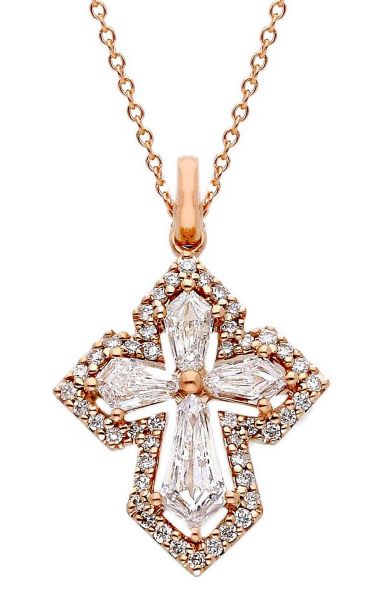 Imagen de Collar Cruz de diamantes oro rosa 18k | 42 cm