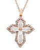Picture of Diamond Cross Necklace | 18k rose gold | 42 cm