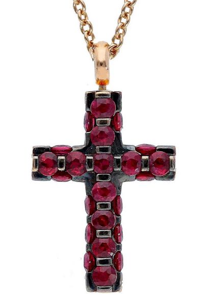 Picture of Ruby Cross Necklace | 18k rose gold | 42 cm