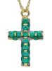 Picture of Emerald Cross Necklace | 18k yellow / burnished gold | 42 cm
