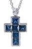 Immagine di Collana Croce di zaffiri blu oro bianco 18k | 42 cm