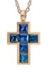 Imagen de Collar Cruz de zafiros azul oro rosa 18k | 42 cm