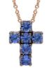 Immagine di Collana Croce di zaffiri blu oro rosa 18k | 42 cm