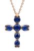 Immagine di Collana Croce di zaffiri blu oro rosa 18k | 42 cm