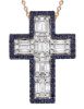 Picture of Baguette-cut diamond & sapphire Cross Necklace | 18k rose gold | 42 cm
