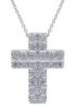 Imagen de Collar Doble de oro blanco 18k con Cruz de brillantes | 42 cm
