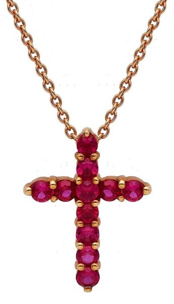 Immagine di Collana Croce oro rosa 18k | 42 cm