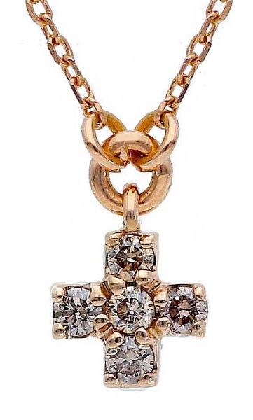 Picture of Brown Diamond Cross Necklace | 18k rose gold | 42 cm