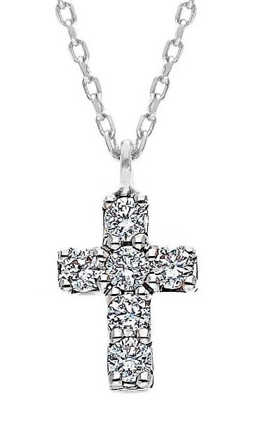 Immagine di Collana Croce di brillanti oro bianco 18k | 42 cm