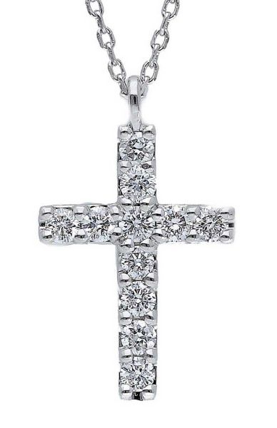 Imagen de Collar de oro blanco 18k con Cruz de brillantes | 42 cm