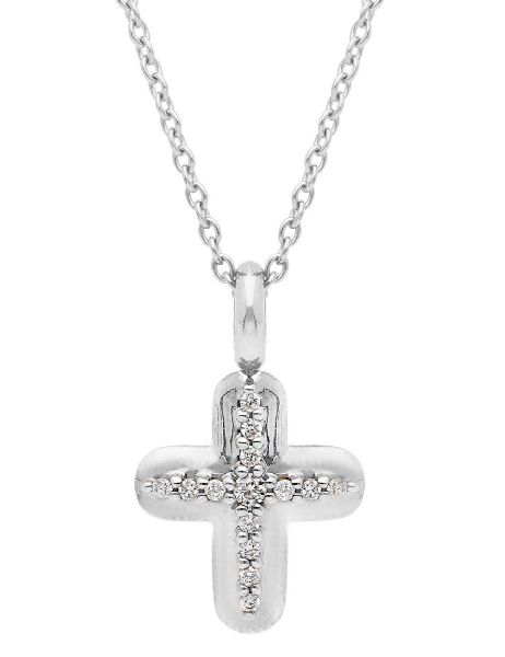 Immagine di Collana Croce di brillanti oro bianco 18k | 39+3 cm