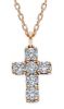 Picture of Diamond Cross Necklace | 18k rose gold | 42 cm