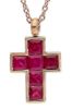 Immagine di Collana Croce di rubini oro rosa 18k | 42 cm
