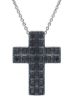 Immagine di Collana uomo Croce doppia di diamanti black oro nero 18k | 42 cm