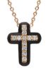 Immagine di Collana Croce smalto nero e brillanti oro rosa 18k | 42 cm