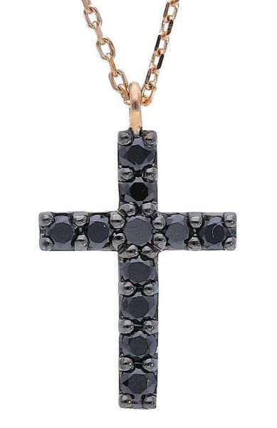 Picture of Black Diamond Cross men's Necklace | 18k rose gold | 42 cm