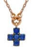 Imagen de Cruz de zafiros azul oro rosa 18k con cadena | 42 cm