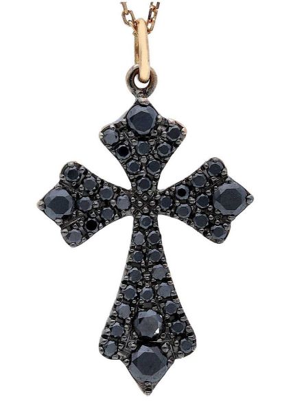 Imagen de Gargantilla Cruz de brillantes black oro rosa 18k | 39+3 cm