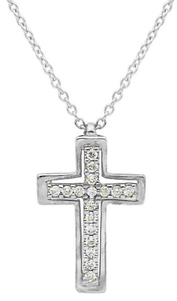 Imagen de Gargantilla de oro blanco 18k con Cruz de brillantes | 39+3 cm