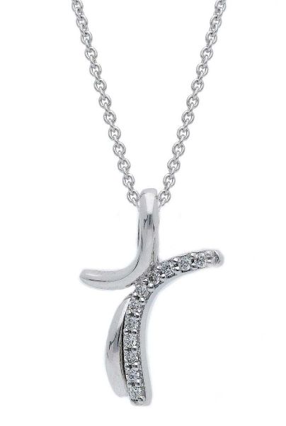 Imagen de Gargantilla de oro blanco 18k con Cruz de brillantes | 39+3 cm