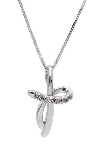 Imagen de Gargantilla de oro blanco 18k con Cruz de brillantes | 39+3 cm